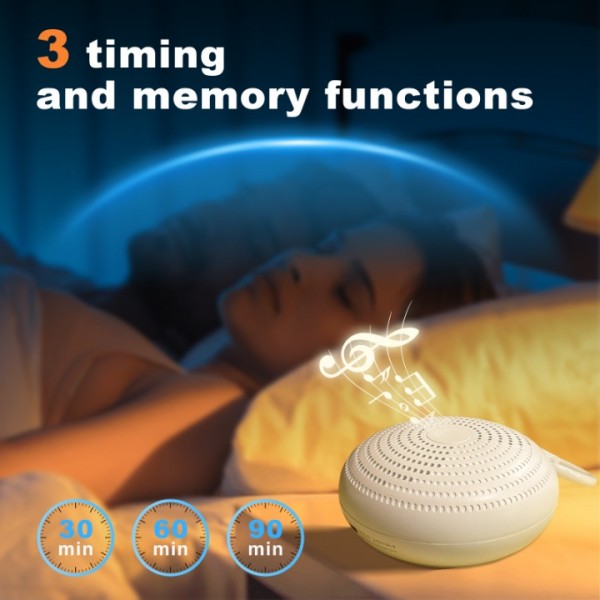 stusgo White Noise Machine - 24 Natural Soothing Sounds and 7 Color Night Light, Portable Sound Machine with 3 Timer Settings for Home, Travel and Fitness Use