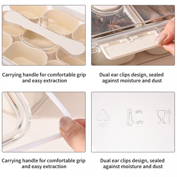 stusgo 9 Compartments Portable Snackle Box Container - Divided Serving Tray with Lid and Handle, Clear Snack Box Organizer