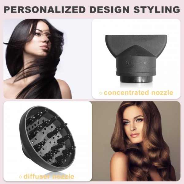 stusgo 2000W Ionic Hair Dryer,2 Speeds and 3 Heat Settings Blow Dryer with Diffuser and Concentrator,Performance AC Motor Fast Drying Professional No Damage Hair Dryer(Grey)