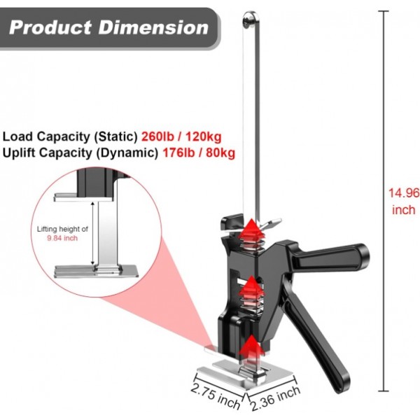 stusgo Hand Lifting Jack Tool, Labor Saving Elevator Hand Tool Lifter, Wall Tile Locator, Door Panel Lifter, Washing Machine Leveling, 0-25 CM Height Adjustable Lifter, Labor Saving Arm Jack (2 pcs)