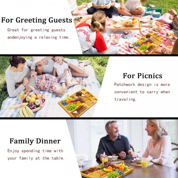 stusgo 3-in-1 Premium Cheese Board Gift Set - Charcuterie Board and Knife Set Comes with Mixing Bowl, Knife Set, Perfect for Wedding Reception, Housewarming, Party Gathering Gift