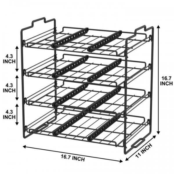 stusgo 4 Tiers Stackable Can Rack Organizer, Wear-Resistant Upgrade Beverage Food Can Dispenser Holder Holds up to 48 Cans for Kitchen Cabinet and Pantry (Black)