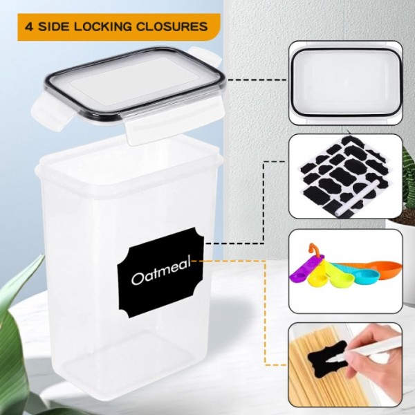 stusgo 28 Pack Airtight Food Storage Containers with Lids, BPA Free Clear Pantry Storage Container for Kitchen Food Pantry Organizers and Storage, Plastic Pantry Organiser for Cereal,Flour and Sugar