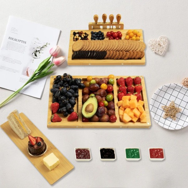 stusgo 3-in-1 Premium Cheese Board Gift Set - Charcuterie Board and Knife Set Comes with Mixing Bowl, Knife Set, Perfect for Wedding Reception, Housewarming, Party Gathering Gift