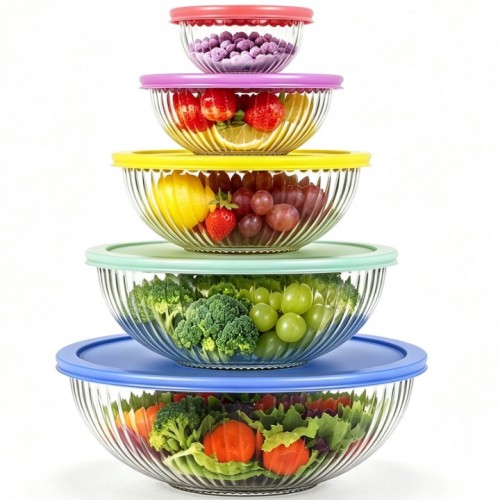 stusgo Large Glass Mixing Bowls with Lids Set, 5 p...
