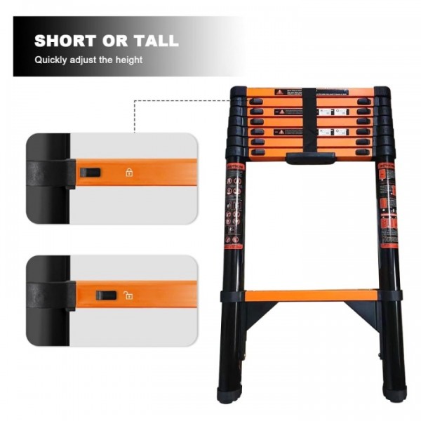 stusgo 10.2FT Telescoping Ladders, 3.1M Carbon Steel Extension Ladder, Heavy Duty 330lbs Capacity