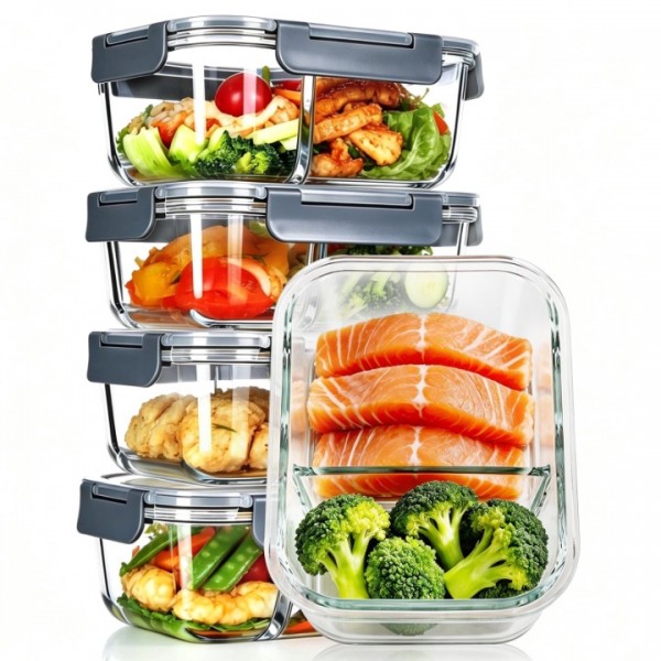 stusgo 35 Oz Glass Food Storage Containers 5 Pack,...