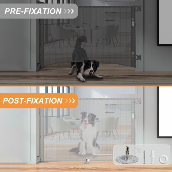 stusgo Durable Portable fence grey Mesh Baby Gate/ Dog Gate, Extra Wide Safety Gates 35" Tall, Extends up to 118" for Doorways, Stairs, Hallways, Banisters Indoor and Outdoor