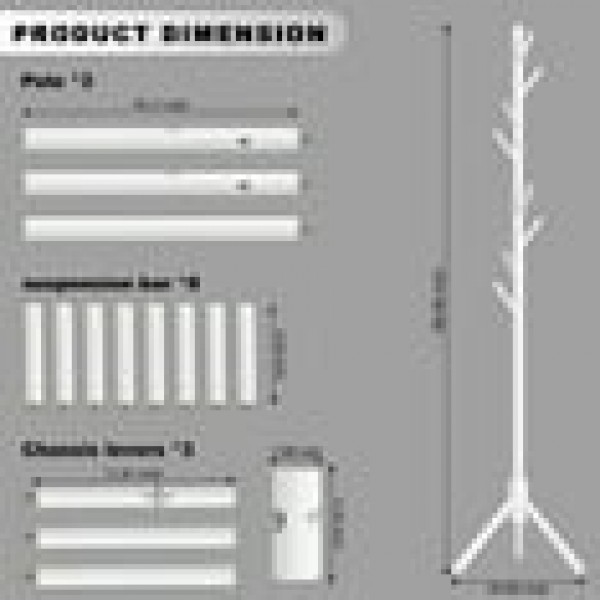 stusgo Coat Rack Freestanding,Wooden Coat Tree with 8 Hooks and 3 Adjustable Section Height for Bedroom, Hallway, Entrance,Office,Coat Hanger Percheros for Jackets Sweater Hat Bag Wigs(white)