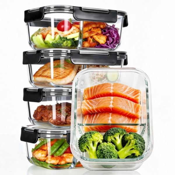 stusgo 35 Oz Glass Food Storage Containers 5 Pack,...