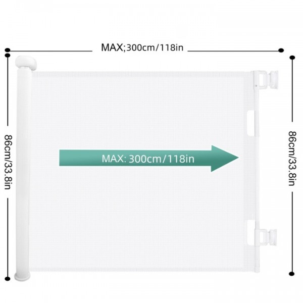 stusgo Durable Portable fence white Mesh Baby Gate/ Dog Gate, Extra Wide Safety Gates 35" Tall, Extends up to 118" for Doorways, Stairs, Hallways, Banisters Indoor and Outdoor