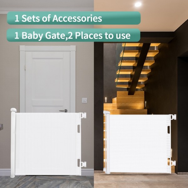stusgo Durable Portable fence white Mesh Baby Gate/ Dog Gate, Extra Wide Safety Gates 35" Tall, Extends up to 118" for Doorways, Stairs, Hallways, Banisters Indoor and Outdoor