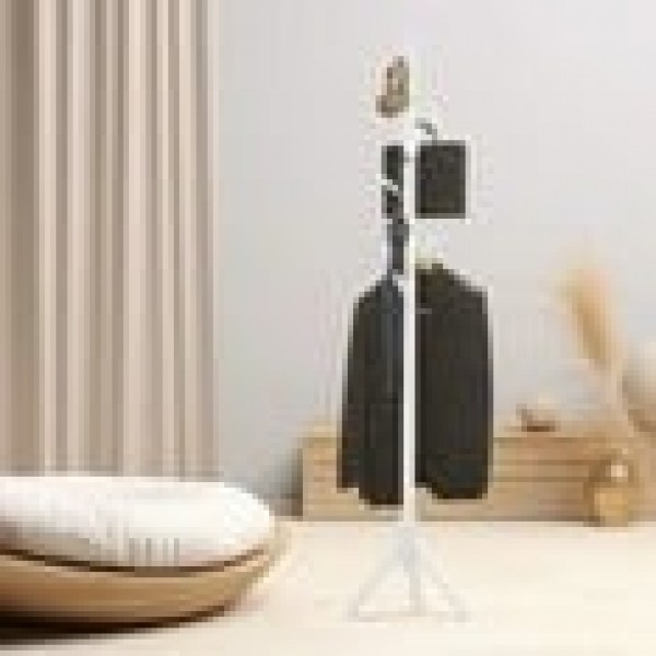 stusgo Coat Rack Freestanding,Wooden Coat Tree with 8 Hooks and 3 Adjustable Section Height for Bedroom, Hallway, Entrance,Office,Coat Hanger Percheros for Jackets Sweater Hat Bag Wigs(white)