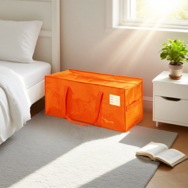 stusgo 12 Pack Extra Large Moving Bags Heavy Duty with Zippers & Carrying Handles, Moving Boxes Alternative, Packing Supplies, Large Storage Bags Totes for Space Saving(Orange)