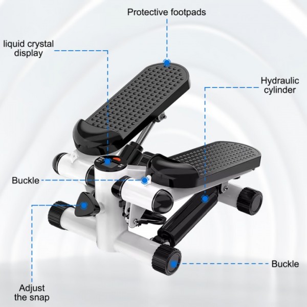 stusgo Stepper for Exercise, Portable Mini Stair Stepper with Digital Display, Stepper with Resistance Bands for Exercise, Suitable Up and Down Swing Twist for Home, Office, Outdoor White
