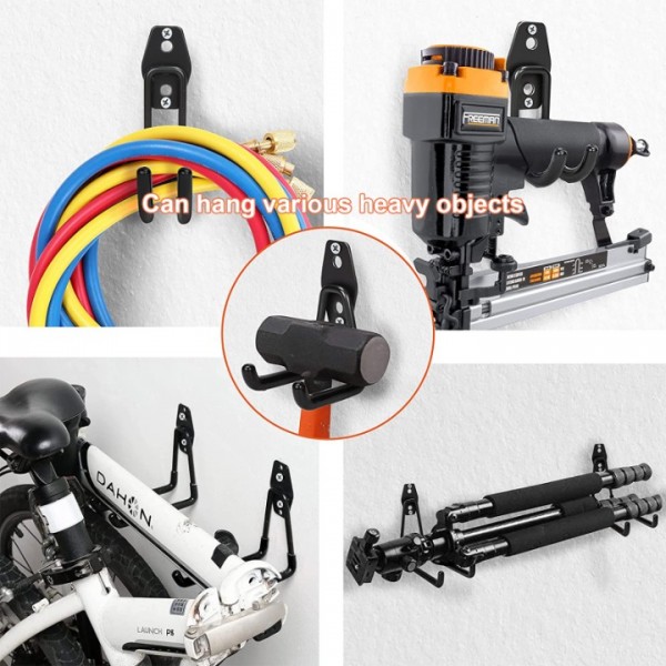 stusgo 16 Pack Garage Hooks Heavy Duty, stusgo Utility Steel Garage Storage Hooks, Wall Mount Tool Organizer for Heavy Weight (Black)