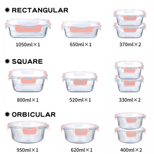 stusgo 24 Pack Glass Food Storage Containers with lids, Airtight Leak Glass Meal Prep Glass Containers, 3 Size Lunch Glass Containers, BPA Free,Reusable for Kitchen Organization (12Pcs Pink)