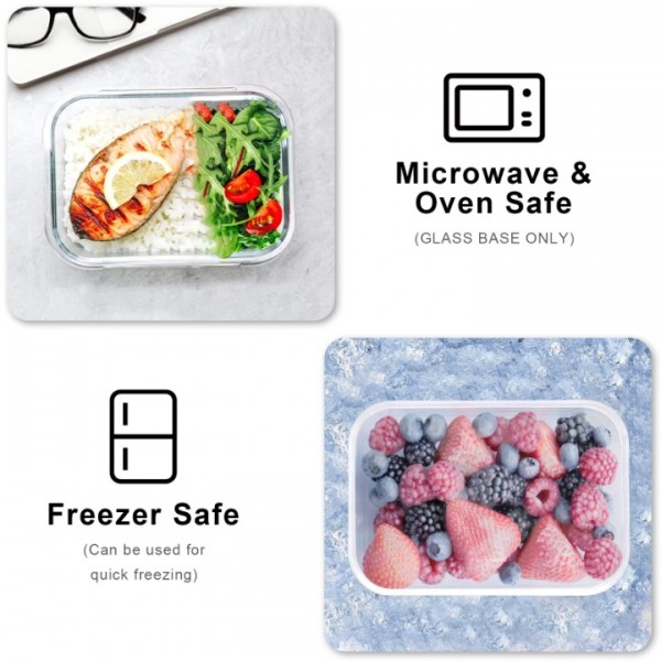 stusgo 30 Pack Glass Food Storage Containers with Lids, Airtight Leak Glass Meal Prep Glass Containers, 3 Size Lunch Glass Containers, BPA Free，Reusable for Kitchen Organization (15 pcs Black)