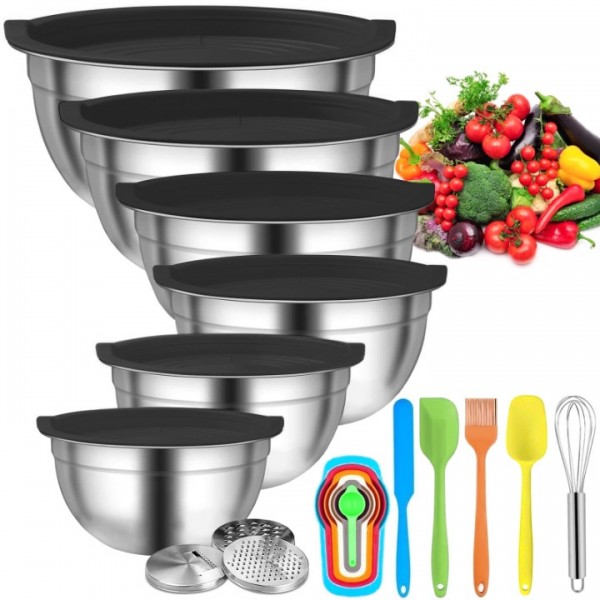 stusgo 6 Pcs Mixing Bowls with Lids,Stainless Stee...