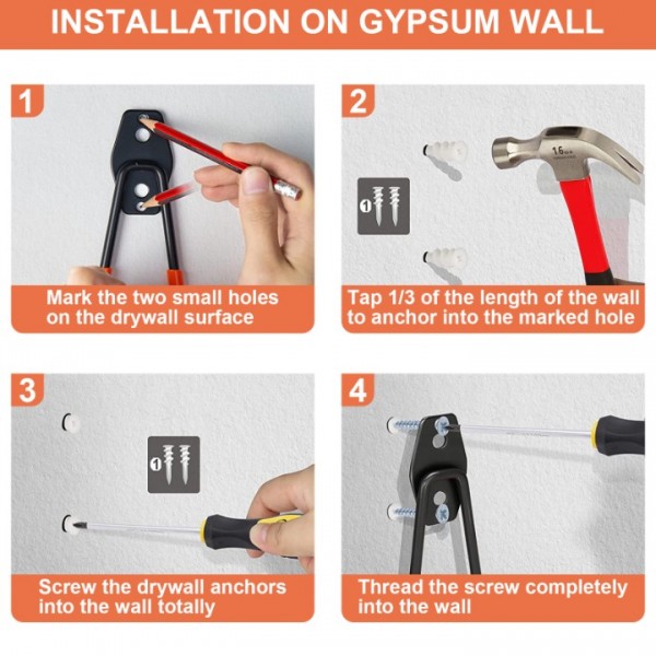 stusgo 16 Pack Garage Hooks Heavy Duty, stusgo Utility Steel Garage Storage Hooks, Wall Mount Tool Organizer for Hanging Garden Tools, Ladders and Bulky Items (Orange)