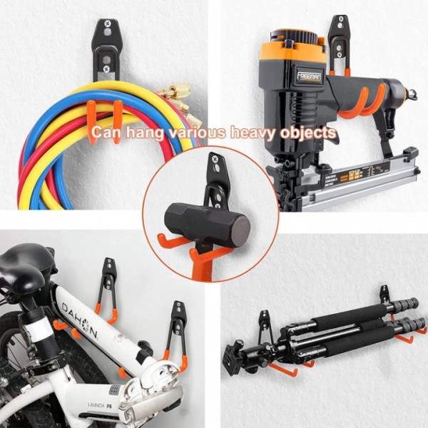 stusgo 12 Pack Garage Hooks Heavy Duty, Utility Steel Garage Storage Hooks, Wall Mount Tool Organizer for Hanging Garden Tools, Ladders and Bulky Items (Orange)