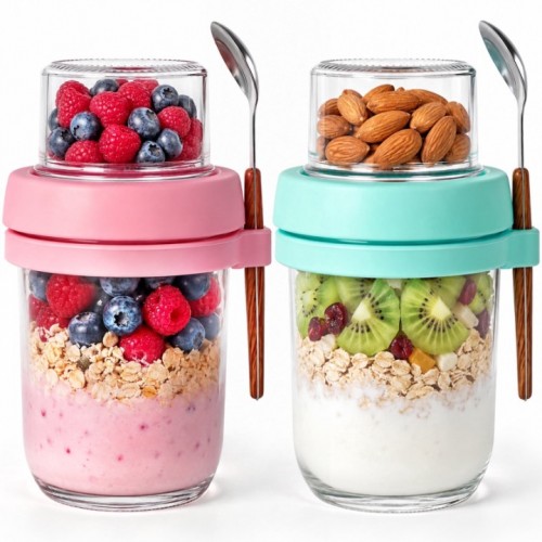 stusgo 2 Pack Glass Overnight Oats Containers with...