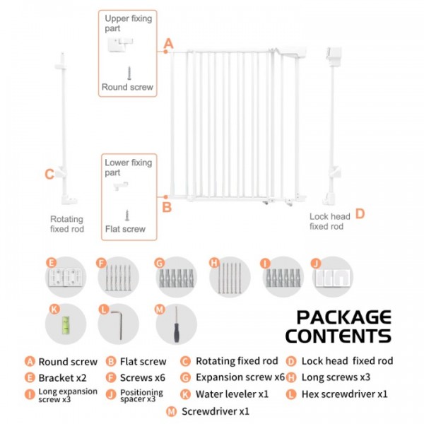 stusgo 29.33-43.9" Adjustable Width Baby Gate for Babies, Elders and Pets,Height 29.1 In , White