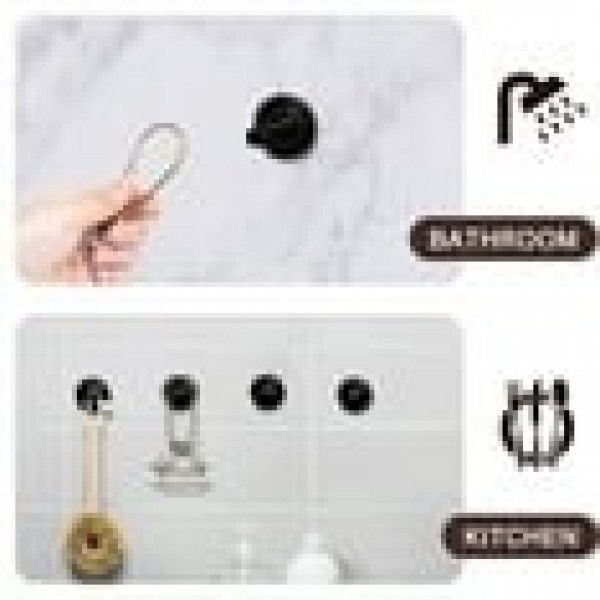 stusgo 4 Pack Towel Hooks Suction Cup Hooks for Bathroom Rustproof No Drill Hooks(Matte Black)