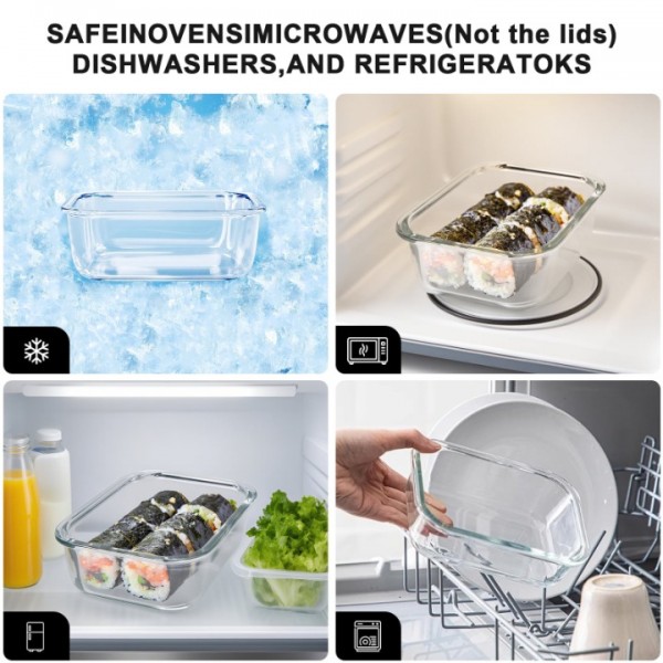 stusgo 20-Pc Superior Glass Food Storage Container Set (10 × 35 oz. Glass Containers + 10 × Airtight Locking Lids with Air Vent)Black