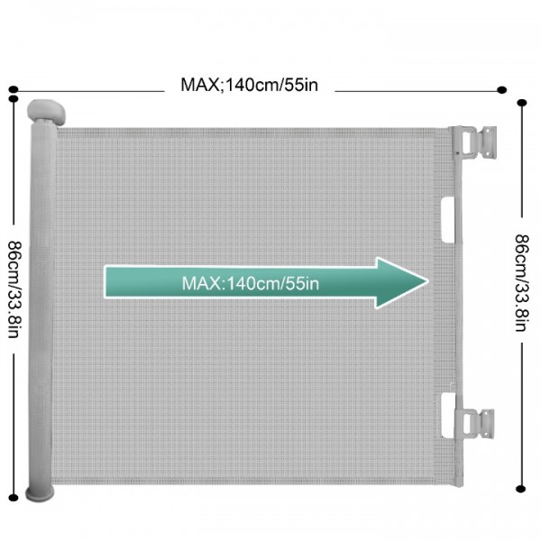 stusgo Retractable Baby Gate 33"x55"- Retractable Dog Gate, Extra Wide Safety Mesh Gate Pet Gate for Stairs Doorways Hallways Indoor and Outdoor (Grey)