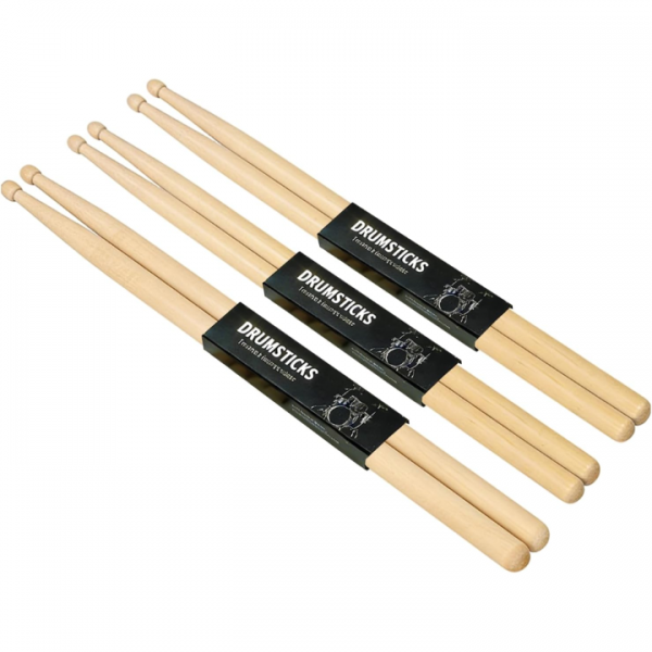 stusgo 5A Drum Sticks, 3-Pair Oak Wood Professiona...