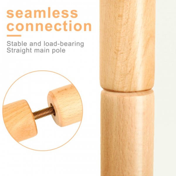 Coat Rack Freestanding,Wooden Coat Tree with 8 Hooks(Sphere) and 3 Adjustable Section Height for Bedroom, Hallway, Entrance,Office,Coat Hanger Percheros for Jackets Sweater Hat Bag