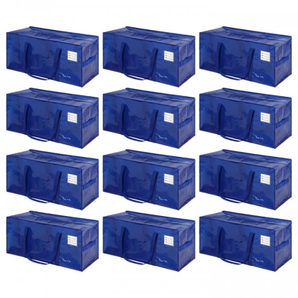 stusgo 12 Pack Extra Large Moving Bags Heavy Duty with Zippers & Carrying Handles, Moving Boxes Alternative, Packing Supplies, Large Storage Bags Totes for Space Saving(Blue)