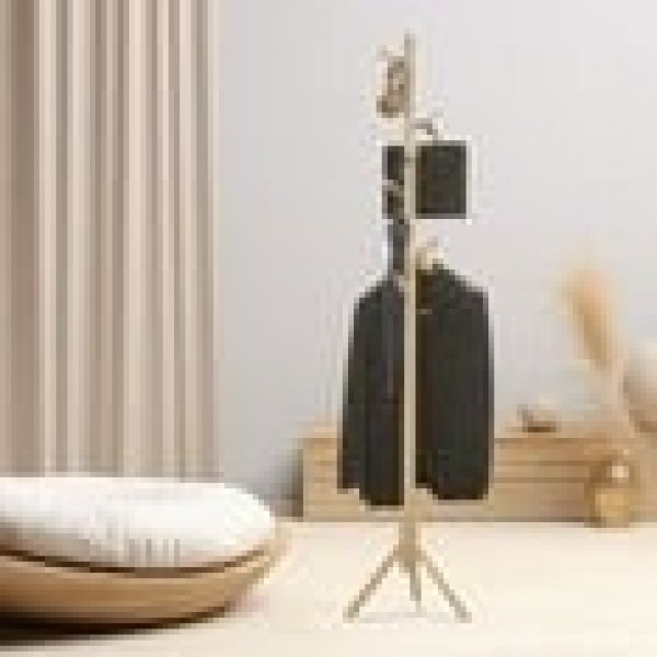 stusgo Coat Rack Freestanding,Wooden Coat Tree with 8 Hooks and 3 Adjustable Section Height for Bedroom, Hallway, Entrance,Office,Coat Hanger Percheros for Jackets Sweater Hat Bag Wigs(black)