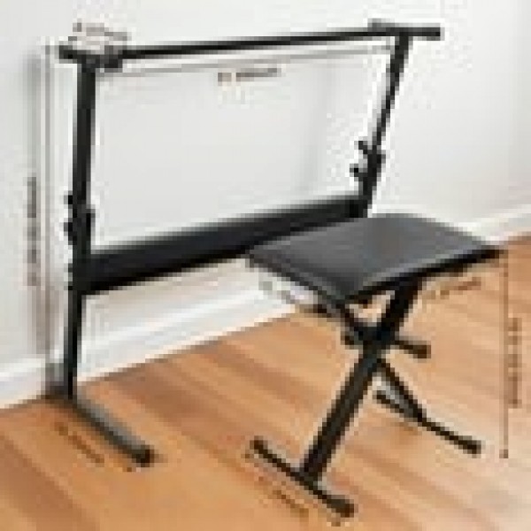 stusgo Z-shaped keyboard stand and bench, Adjustable Digital Piano Stand with Locking Chain