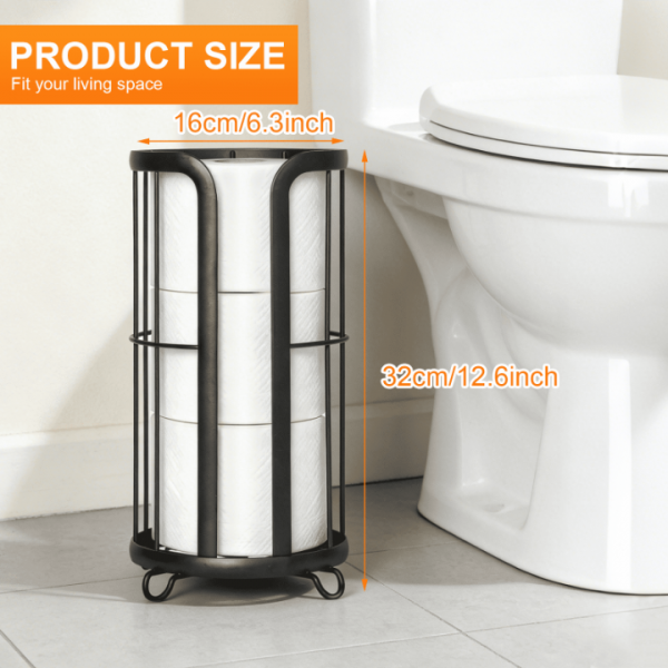 stusgo Freestanding Toilet Paper Holder with Storage, Modern Toilet Paper Storage Stand & Bathroom Toilet Paper Holder Stand, Holds Large Rolls（Black）