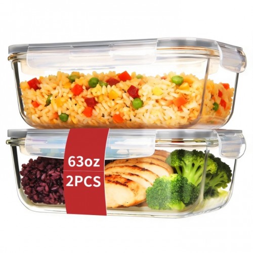 stusgo Large 63 Oz Glass Food Storage Containers w...