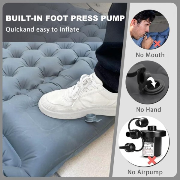 Camping Sleeping Pad,10cm Thick Sleeping Air Mattress with Pillow,Self Inflating Camping Sleeping,Compact Camping Mattress Pad Built-in Foot Pump for Backpacking, Hiking, Traveling (Double)