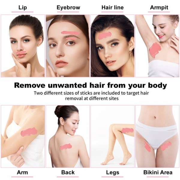 stusgo Pink Wax Melt Warmer Kit for Women Men Hair Removal,Waxing Kit with Wax Beans