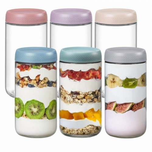 stusgo 6 Pack 24 Oz Glass Overnight Oats Container...