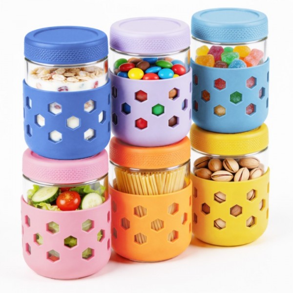 stusgo 6 Pack 16 Oz Glass Overnight Oats Container...