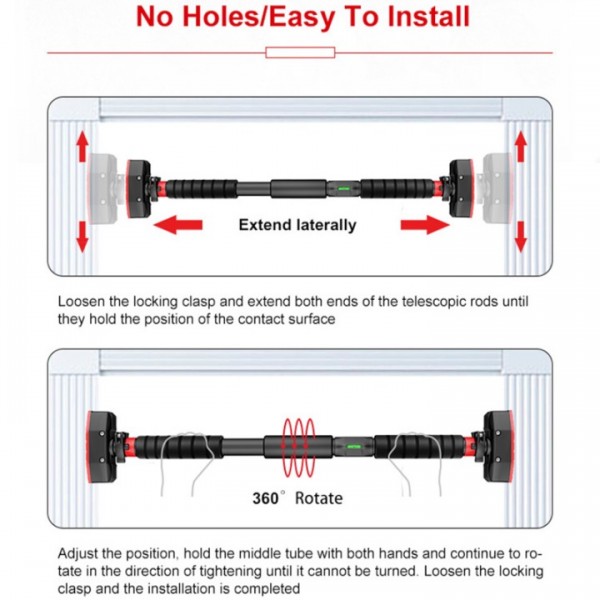 stusgo Pull Up Bar for Doorway, Home Indoor Chin Up Bar with No Screws, No Punching Adjustable Width Pull Up Bar[69-92cm], Strength Training Equipment Pullup Bar for Home Gym Upper Body Workout