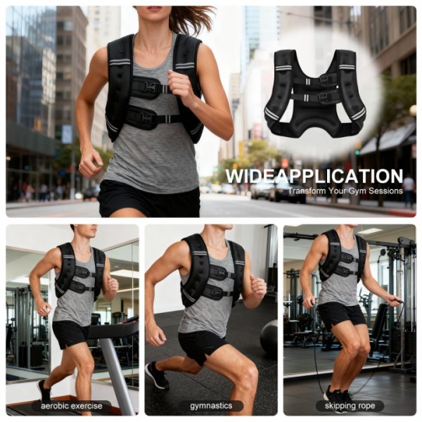 stusgo Adjustable Weighted Vests, 8kg Strength Training Weight Vests with Detachable Phone Pouch for Workout Vest