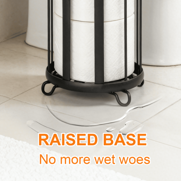 stusgo Freestanding Toilet Paper Holder with Storage, Modern Toilet Paper Storage Stand & Bathroom Toilet Paper Holder Stand, Holds Large Rolls（Black）