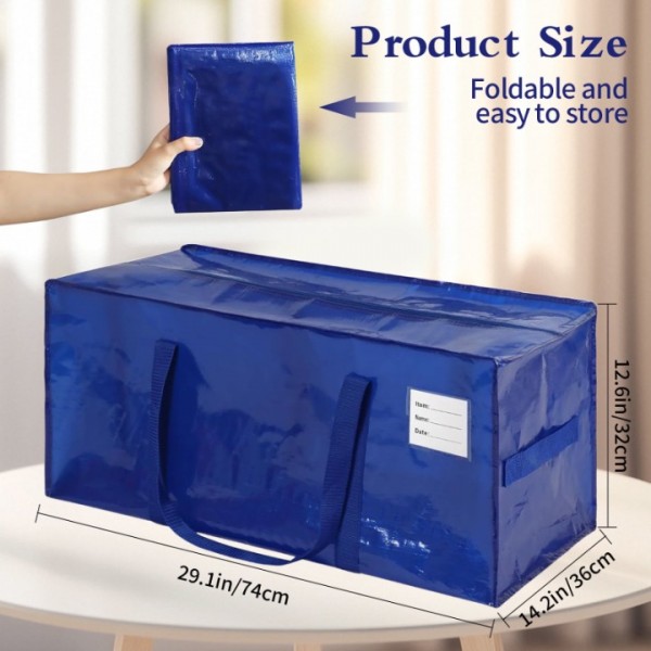 stusgo 6 Pack Extra Large Moving Bags Heavy Duty with Zippers & Carrying Handles, Moving Boxes Alternative, Packing Supplies, Large Storage Bags Totes for Space Saving(Blue)
