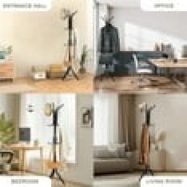 stusgo Heavy Duty Metal Standing Coat Rack, Modern Freestanding Multi-Hook Hanger for Jackets, Hats, Bags, Space Saving Sturdy Design(Black)