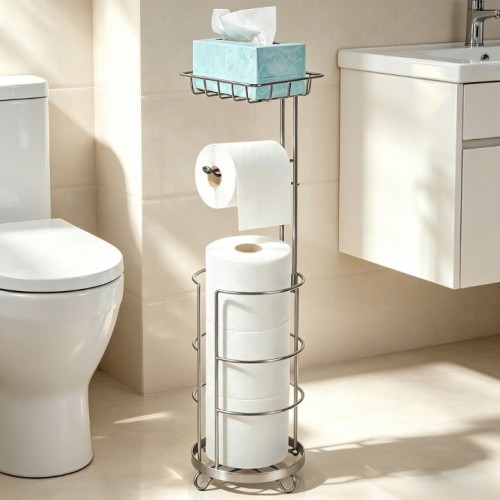 stusgo Free Standing Toilet Paper Holder with Stor...