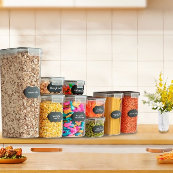 stusgo 28 Pack Airtight Food Storage Containers with Lids, BPA Free Clear Pantry Storage Container for Kitchen Food Pantry Organizers and Storage, Plastic Pantry Organiser for Cereal,Flour and Sugar
