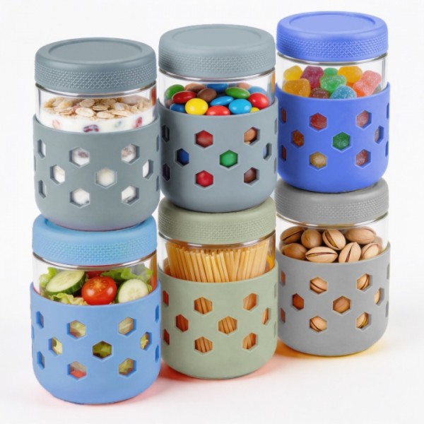 stusgo 6 Pack 16 Oz Glass Overnight Oats Container...