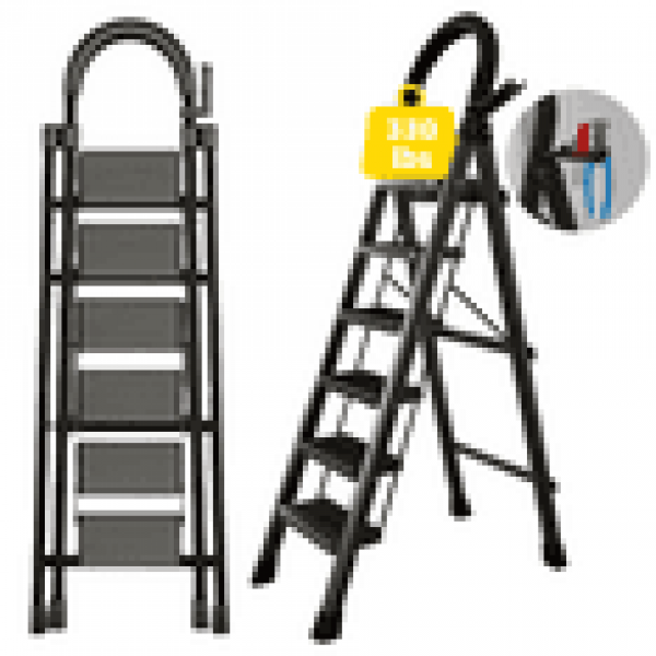 stusgo 6 Step Steel Ladder Folding Step Stool with...